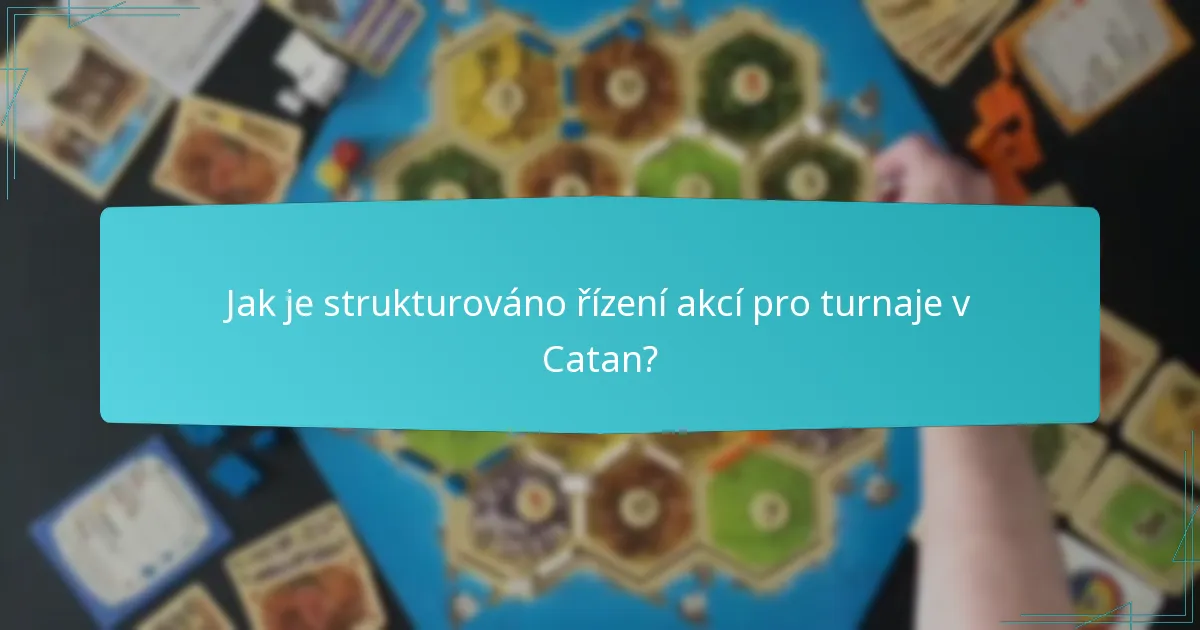 Jak je strukturováno řízení akcí pro turnaje v Catan?