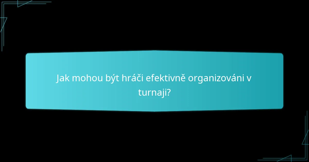 Jak mohou být hráči efektivně organizováni v turnaji?